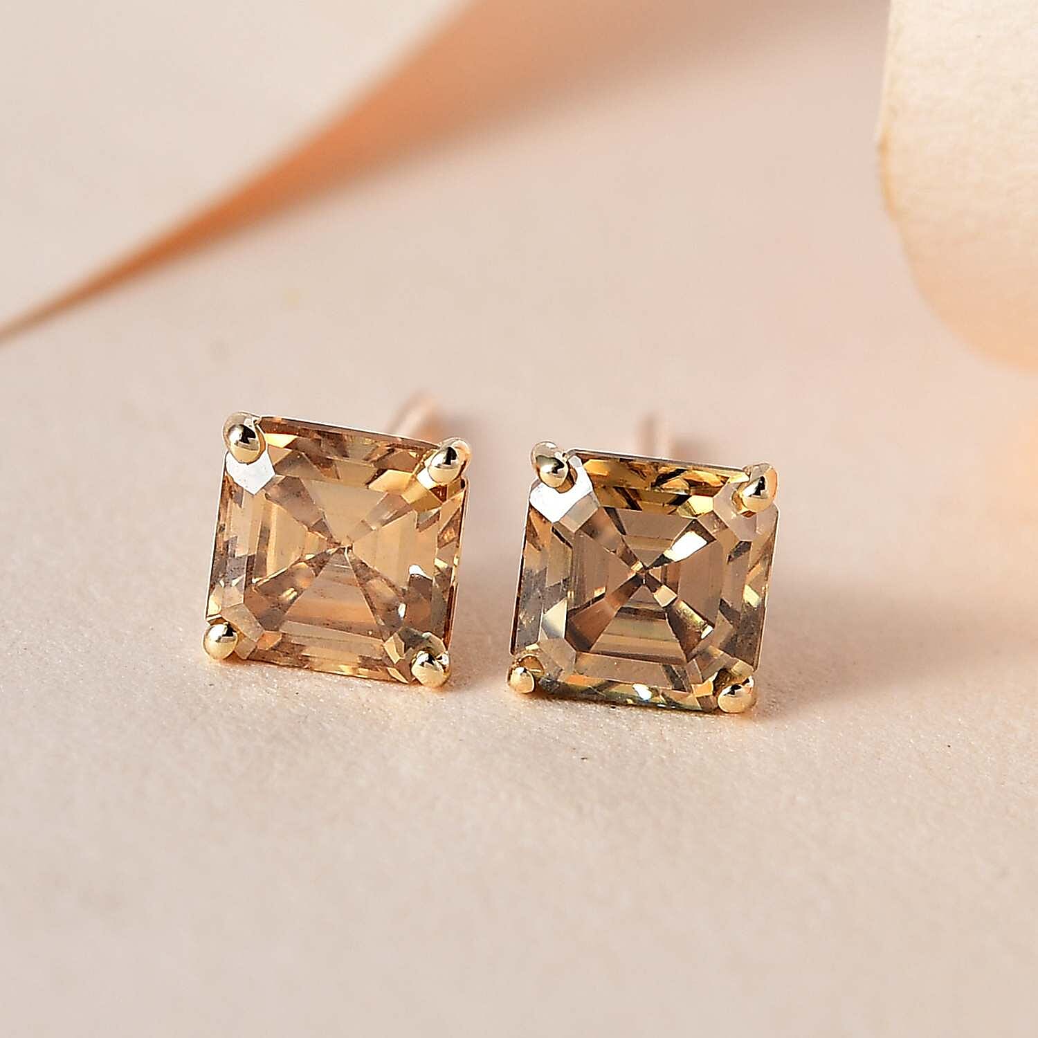 9K Yellow Gold  Yellow Moissanite Stud Earrings 1.40 Ct 7582075 1