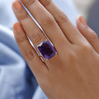 9K Yellow Gold Amethyst and Moissanite Ring 14.32 Ct