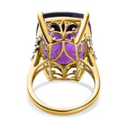 9K Yellow Gold Amethyst and Moissanite Ring 14.32 Ct