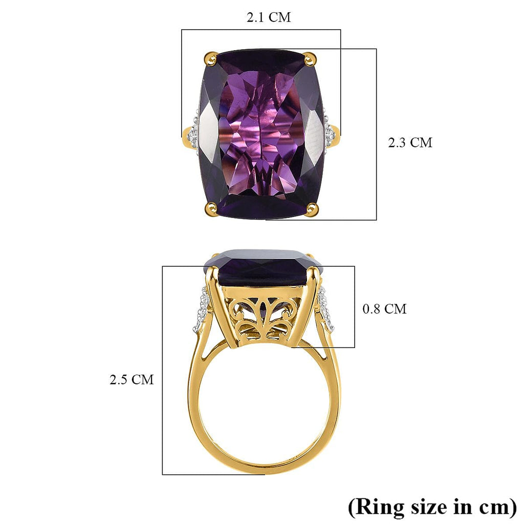 9K Yellow Gold Amethyst and Moissanite Ring 14.32 Ct