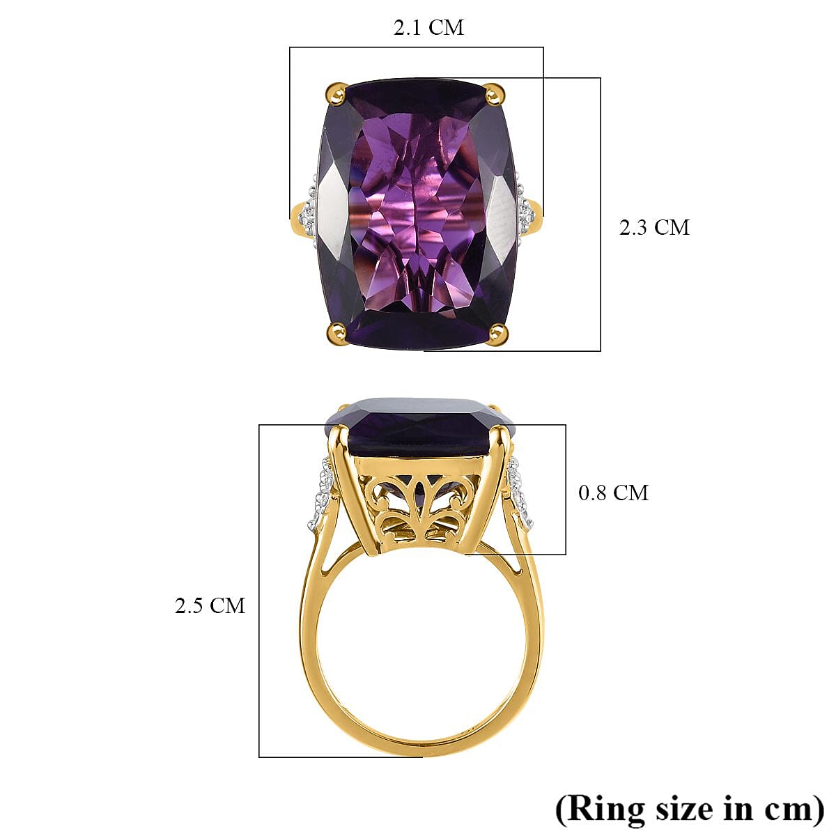 9K Yellow Gold AA African Amethyst , Moissanite Main Stone With Side Stone Ring Gem wt.14.32 ct, Gold Wt. 4.60 Gms. 7270615 5