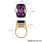 9K Yellow Gold Amethyst and Moissanite Ring 14.32 Ct