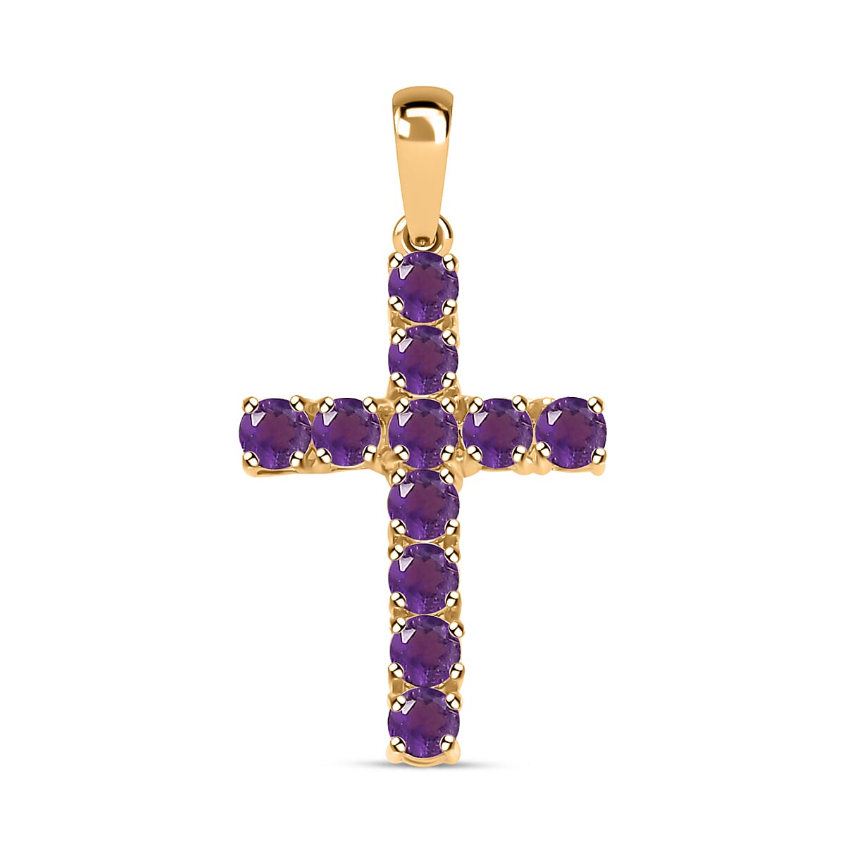 Birthstone Cross Collection - 9K Yellow Gold AA African Amethyst Cross Cross Pendant 7847263 0