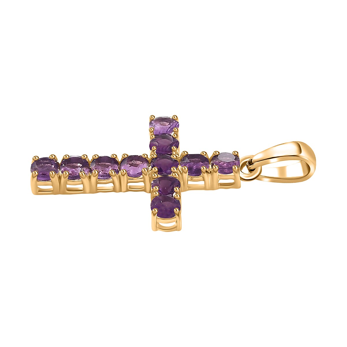 Birthstone Cross Collection - 9K Yellow Gold AA African Amethyst Cross Cross Pendant 7847263 3