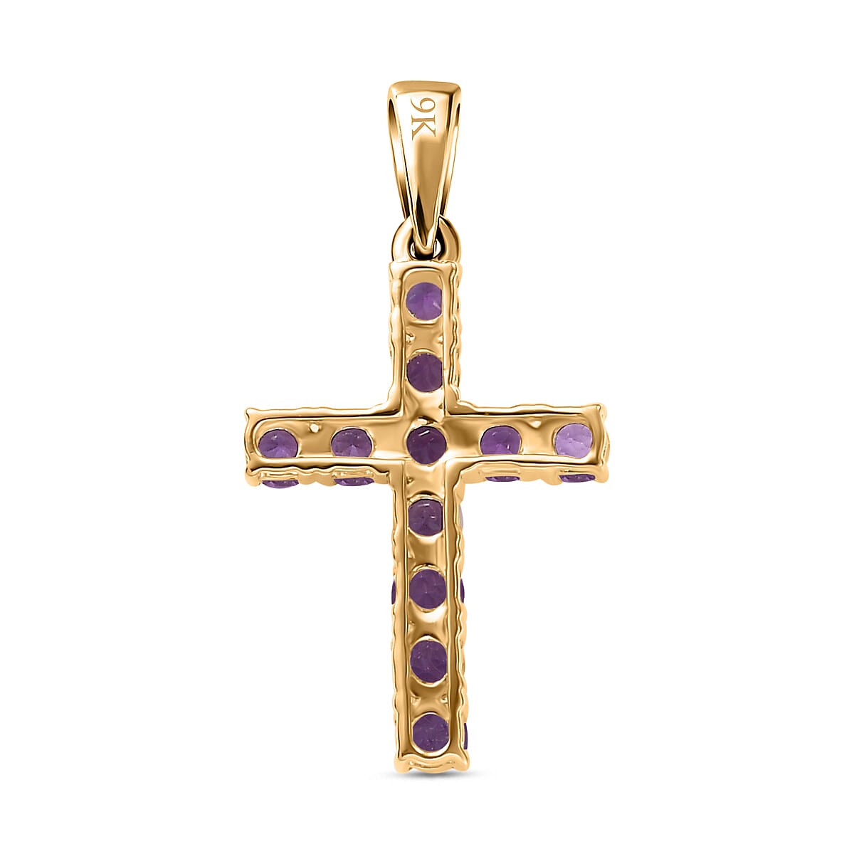 Birthstone Cross Collection - 9K Yellow Gold AA African Amethyst Cross Cross Pendant 7847263 4
