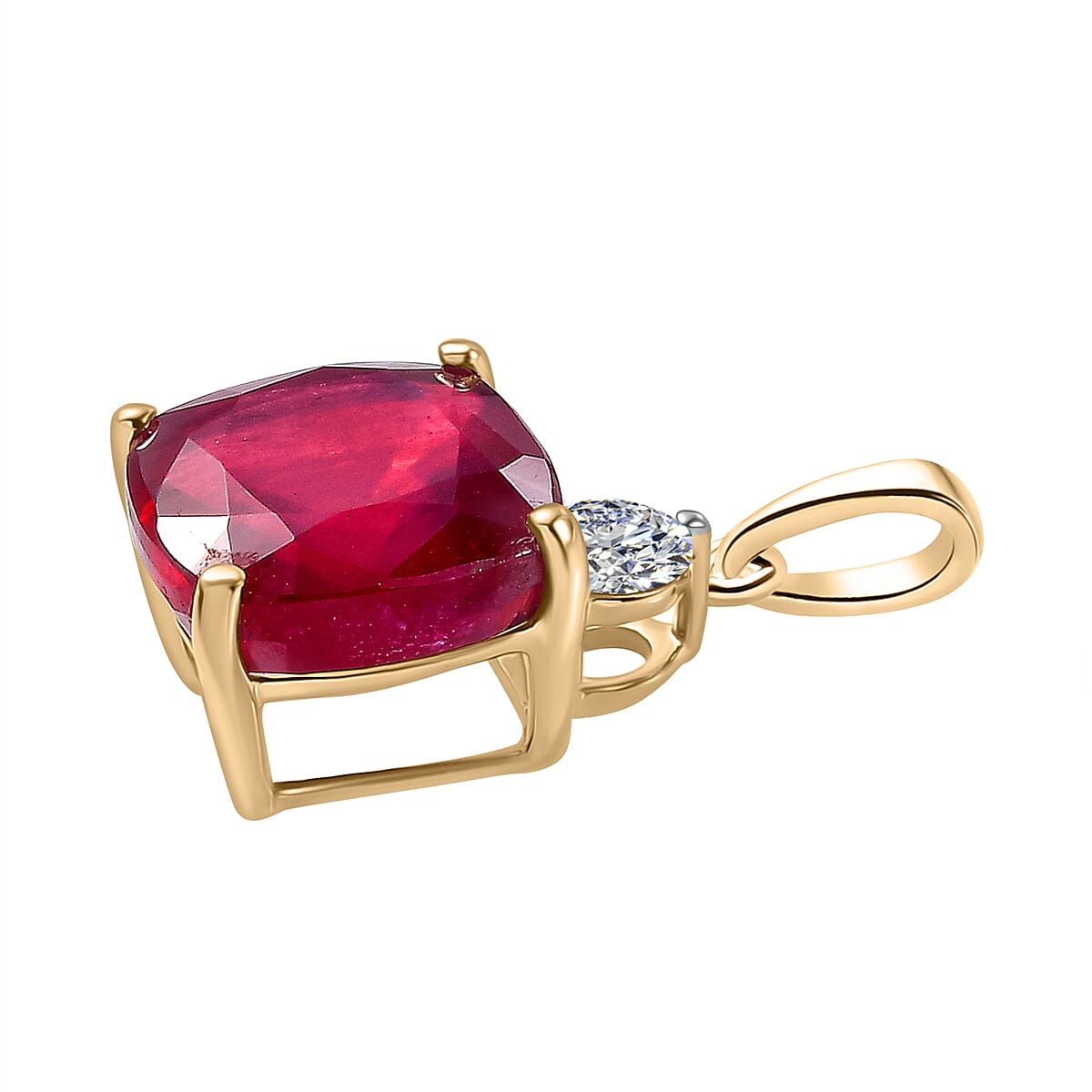 9K Yellow Gold AAA African Ruby, Lab Grown Diamond EF, VS Solitaire Pendant 9.34 ct. 7965208 3