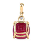 9K Yellow Gold AA African Ruby, Lab Grown Diamond VS-E-F Solitaire Pendant 9.34 Ct