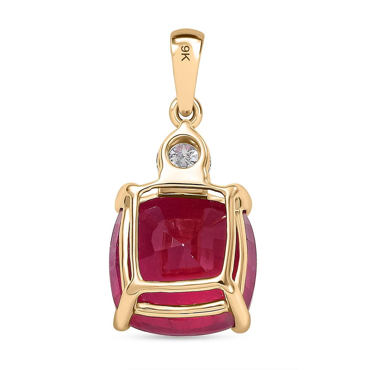 9K Yellow Gold AAA African Ruby, Lab Grown Diamond EF, VS Solitaire Pendant 9.34 ct. 7965208 4