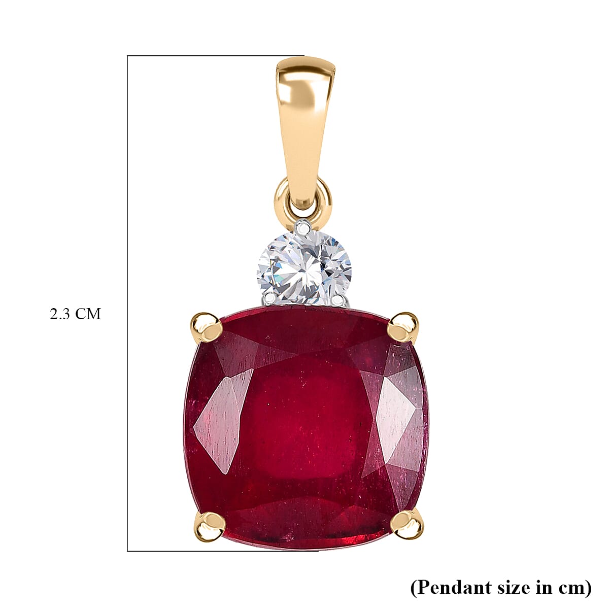 9K Yellow Gold AAA African Ruby, Lab Grown Diamond EF, VS Solitaire Pendant 9.34 ct. 7965208 5