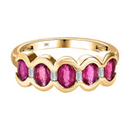 9K Yellow Gold African Ruby & Moissanite Band Ring 1.81 Ct