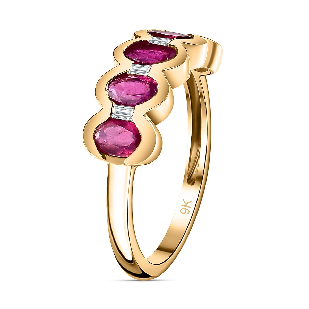 9K Yellow Gold African Ruby &amp; Moissanite Band Ring 1.81 Ct 7632609 3