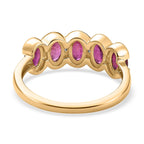 9K Yellow Gold African Ruby & Moissanite Band Ring 1.81 Ct