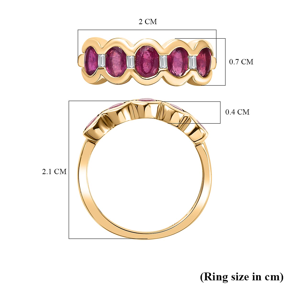 9K Yellow Gold African Ruby &amp; Moissanite Band Ring 1.81 Ct 7632609 5