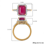 9K Yellow Gold  AA   African Ruby ,  Moissanite  Main Stone With Side Stone Ring 4.10 ct,  Gold Wt. 2.43 Gms  4.100  Ct.