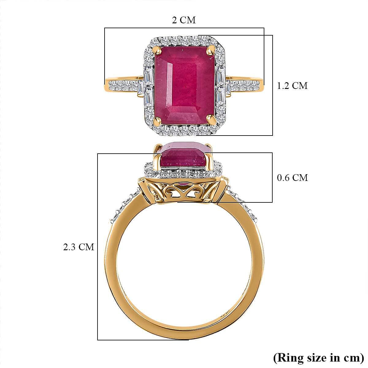 9K Yellow Gold  AA   African Ruby ,  Moissanite  Main Stone With Side Stone Ring 4.10 ct,  Gold Wt. 1.95 Gms  4.100  Ct. 7626910 5