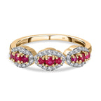9K Yellow Gold  AA   African Ruby ,  Moissanite  Main Stone With Side Stone Ring 0.44 ct,  Gold Wt. 1.92 Gms  0.438  Ct.