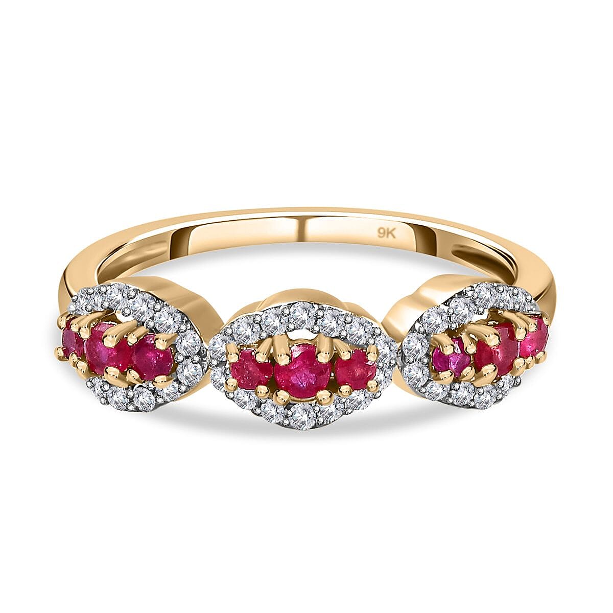 9K Yellow Gold AA African Ruby , Moissanite Classic Solitaire Ring in Gold Wt. 1.79 grams, 0.438 Ct 7632958 0