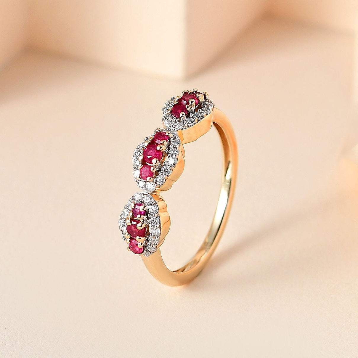 9K Yellow Gold AA African Ruby , Moissanite Classic Solitaire Ring in Gold Wt. 1.79 grams, 0.438 Ct 7632958 2
