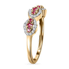 9K Yellow Gold  AA   African Ruby ,  Moissanite  Main Stone With Side Stone Ring 0.44 ct,  Gold Wt. 1.92 Gms  0.438  Ct.