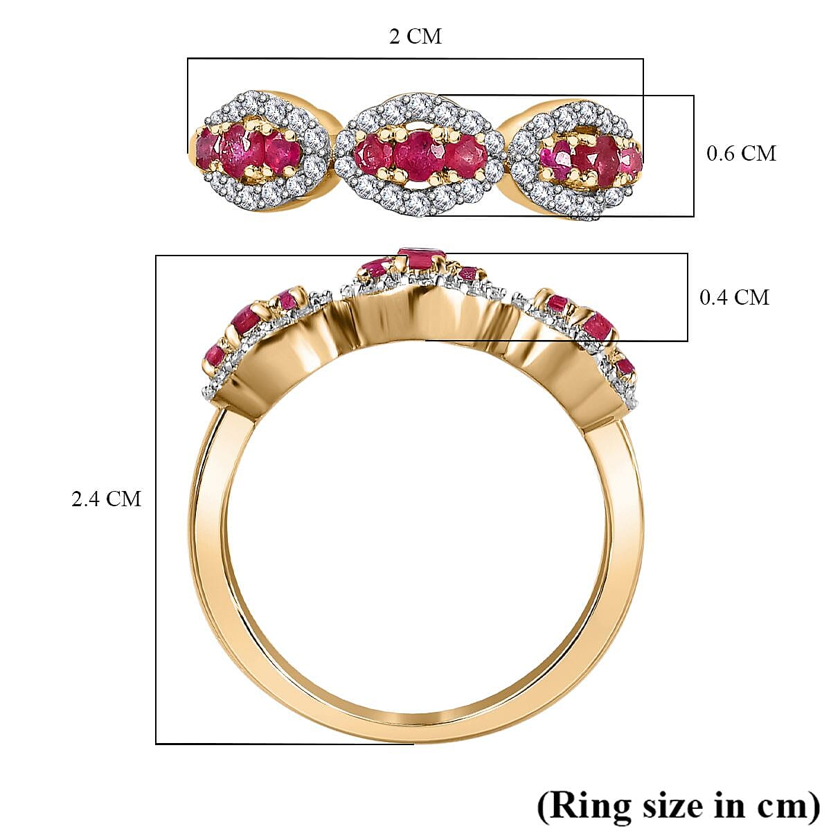 9K Yellow Gold AA African Ruby , Moissanite Classic Solitaire Ring in Gold Wt. 1.79 grams, 0.438 Ct 7632958 6