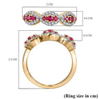 9K Yellow Gold  AA   African Ruby ,  Moissanite  Main Stone With Side Stone Ring 0.44 ct,  Gold Wt. 1.92 Gms  0.438  Ct.
