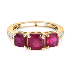 9K Yellow Gold  AA   African Ruby ,  Moissanite  Main Stone With Side Stone Ring 3.40 ct,  Gold Wt. 2.57 Gms  3.400  Ct.