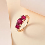 9K Yellow Gold  AA   African Ruby ,  Moissanite  Main Stone With Side Stone Ring 3.40 ct,  Gold Wt. 2.57 Gms  3.400  Ct.