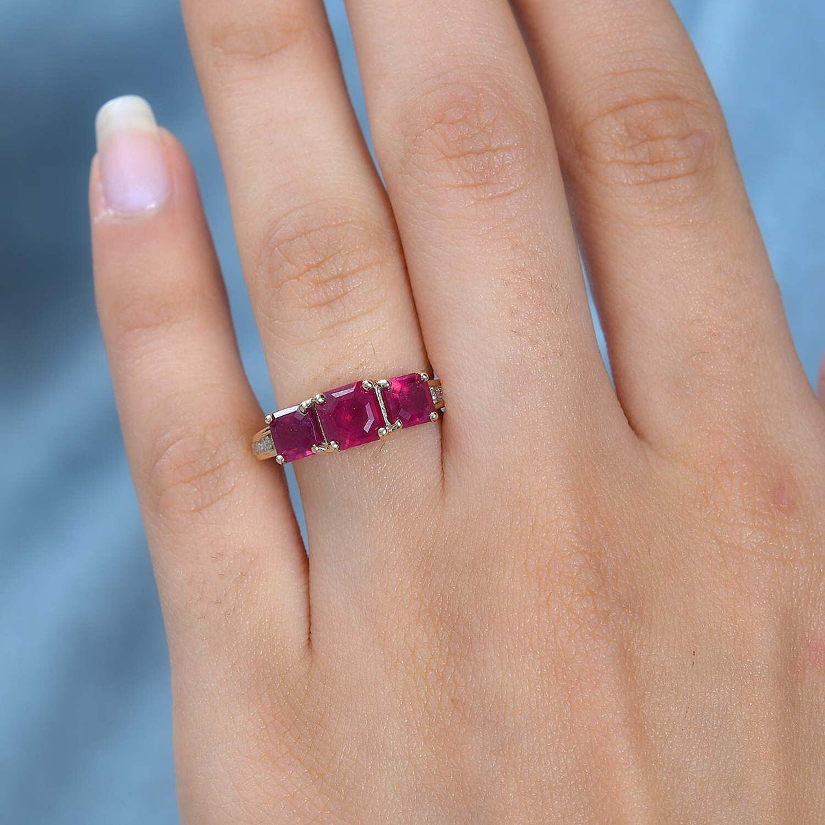 9K Yellow Gold AA African Ruby , Moissanite Classic Solitaire Ring in Gold Wt. 2.45 grams, 3.40 Ct 7633904 2