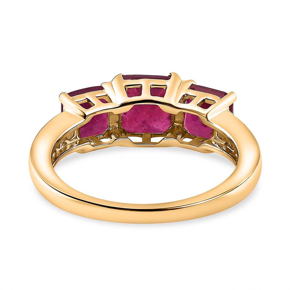 9K Yellow Gold AA African Ruby , Moissanite Classic Solitaire Ring in Gold Wt. 2.45 grams, 3.40 Ct 7633904 4