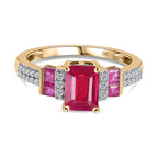 9K Yellow Gold AA African Ruby, Moissanite Ring 2.07 Ct.