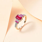 9K Yellow Gold AA African Ruby, Moissanite Ring 2.07 Ct.