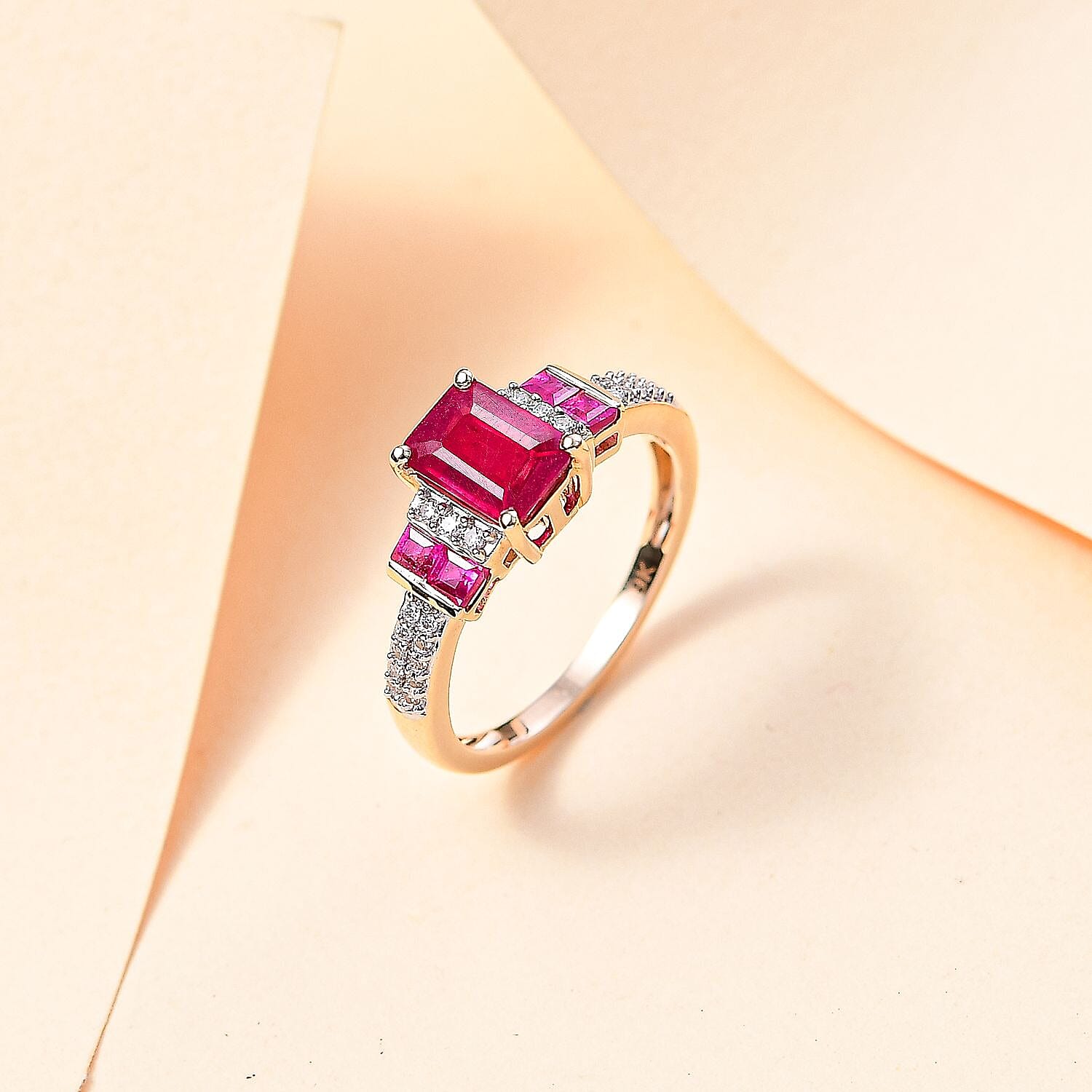 9K Yellow Gold 2.07 Ct. AA African Ruby and Moissanite Ring 7854497 5