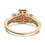9K Yellow Gold AA African Ruby, Moissanite Ring 2.07 Ct.