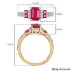 9K Yellow Gold AA African Ruby, Moissanite Ring 2.07 Ct.