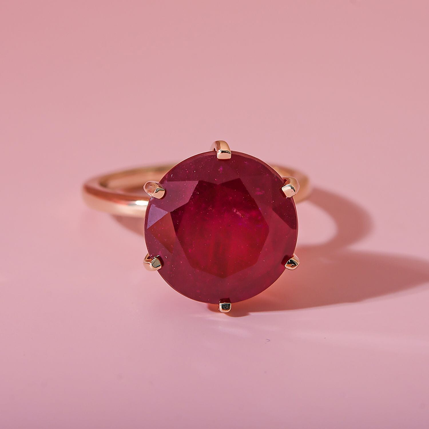 9K Yellow Gold African Ruby Solitaire Ring 10.00 Ct. 7383205 2