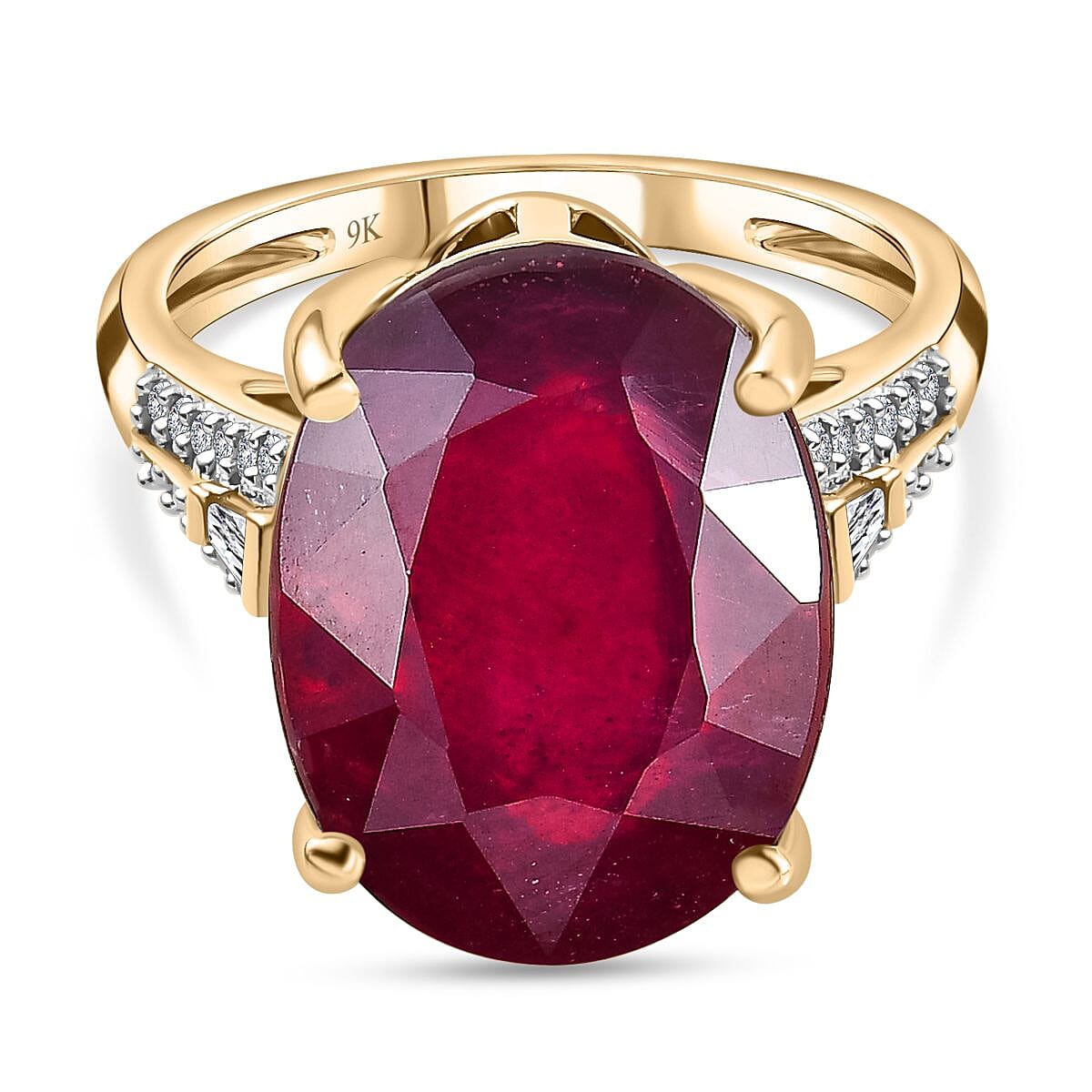 9K Yellow Gold AAA African Ruby 15.5cts &amp; Diamond Ring Gold Wt. 3.79 Gms 7423225 0