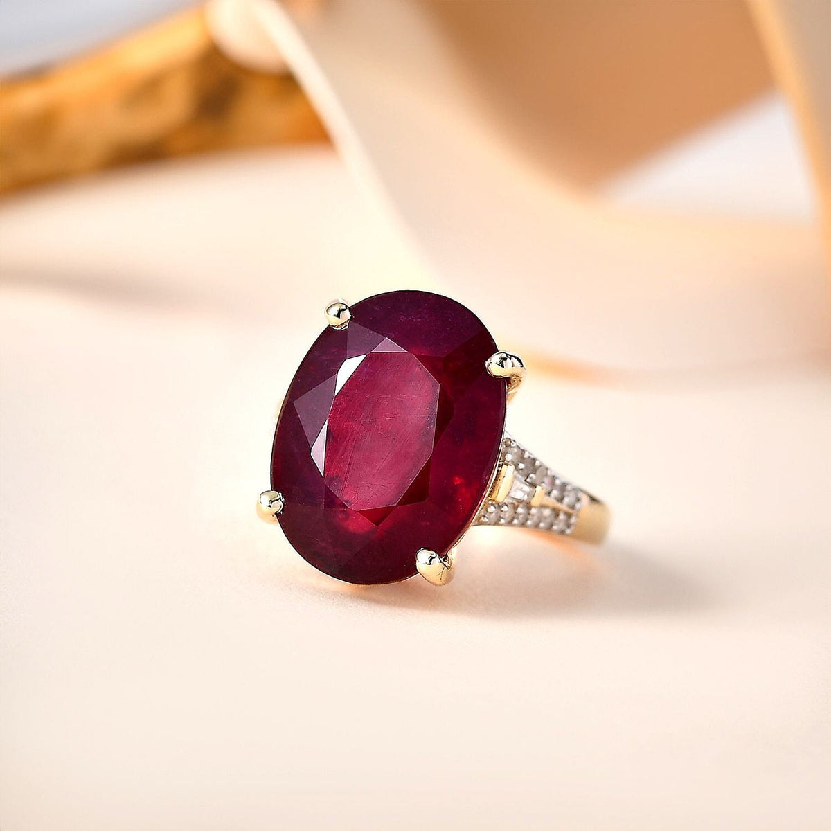 9K Yellow Gold AAA African Ruby 15.5cts &amp; Diamond Ring Gold Wt. 3.79 Gms 7423225 1