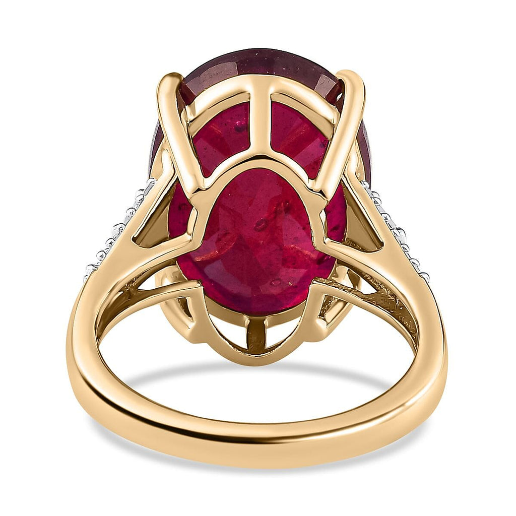 9K Yellow Gold AAA African Ruby 15.5cts & Diamond Ring Gold Wt. 3.79 Gms