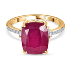 9K Yellow Gold African Ruby & Diamond Ring 6.38 Ct