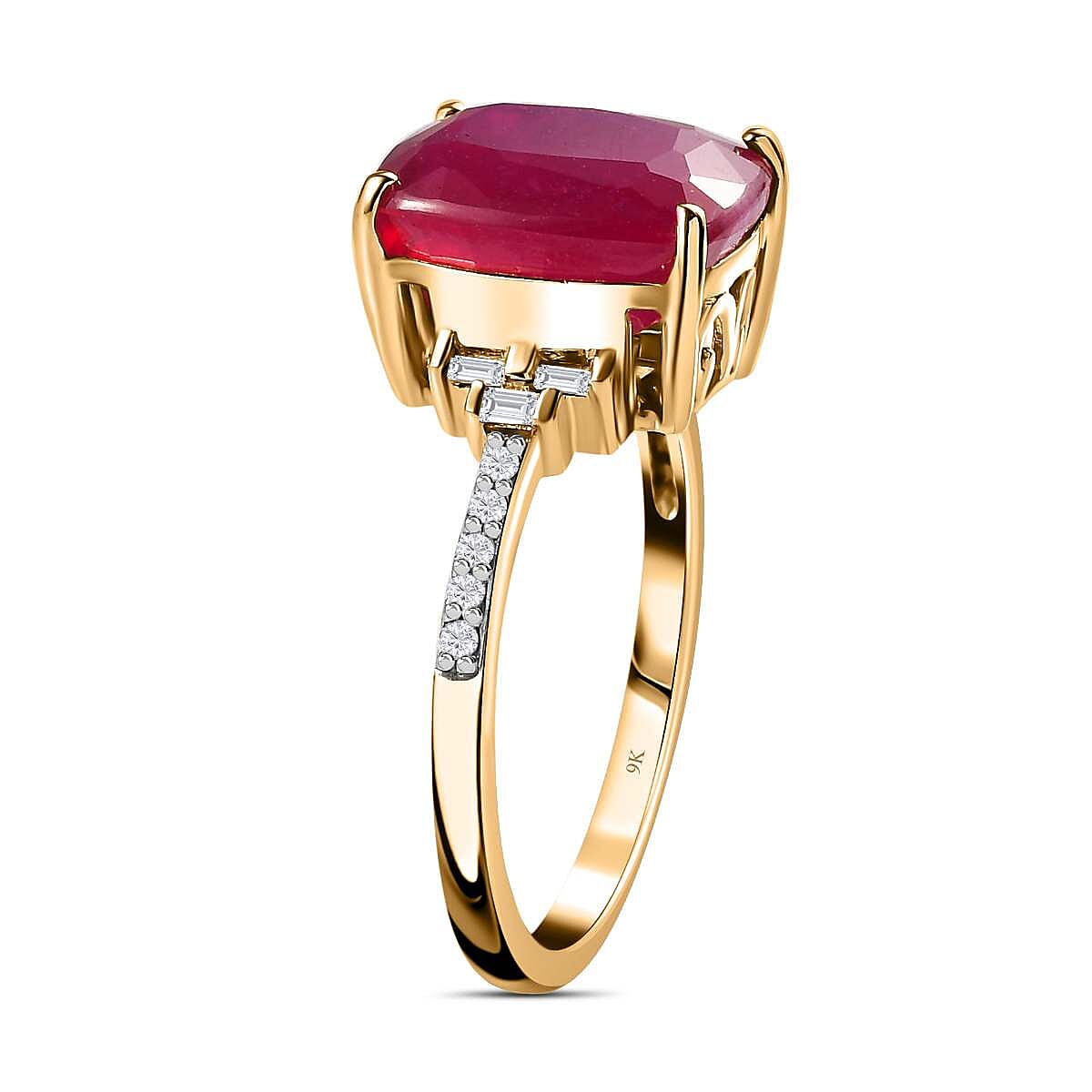 African Ruby and Diamond Solitaire Ring in 9K Yellow Gold 7643311 3