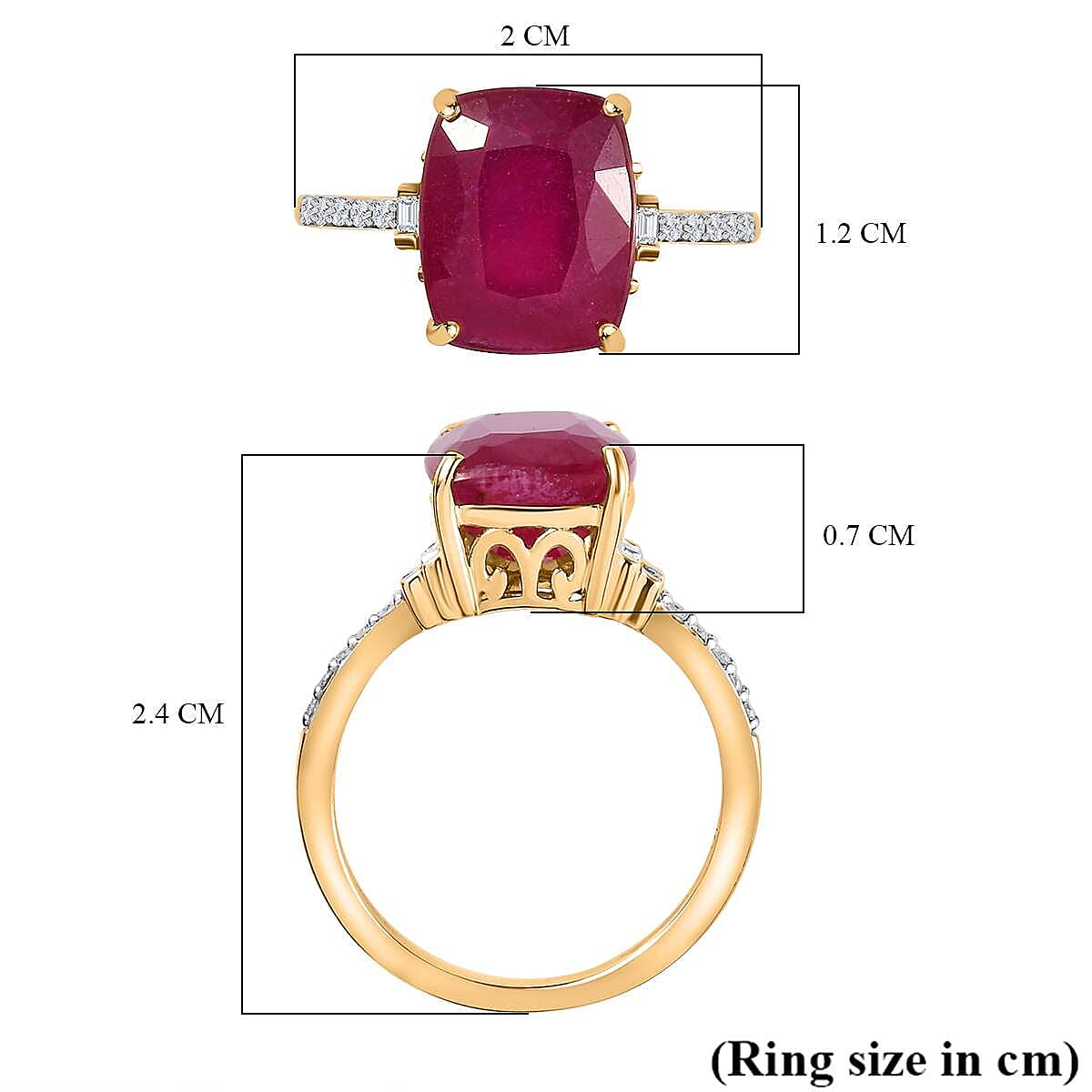 African Ruby and Diamond Solitaire Ring in 9K Yellow Gold 7643311 5