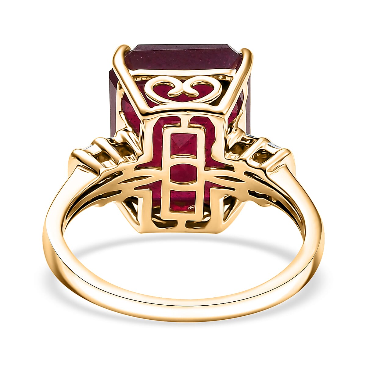 10 Ct. Natural African Ruby, White Diamond Solitaire Ring in 9K Yellow Gold 8216019 4