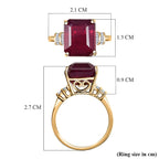 9K Yellow Gold AA African Ruby & White Diamond Ring 10.19 Ct.