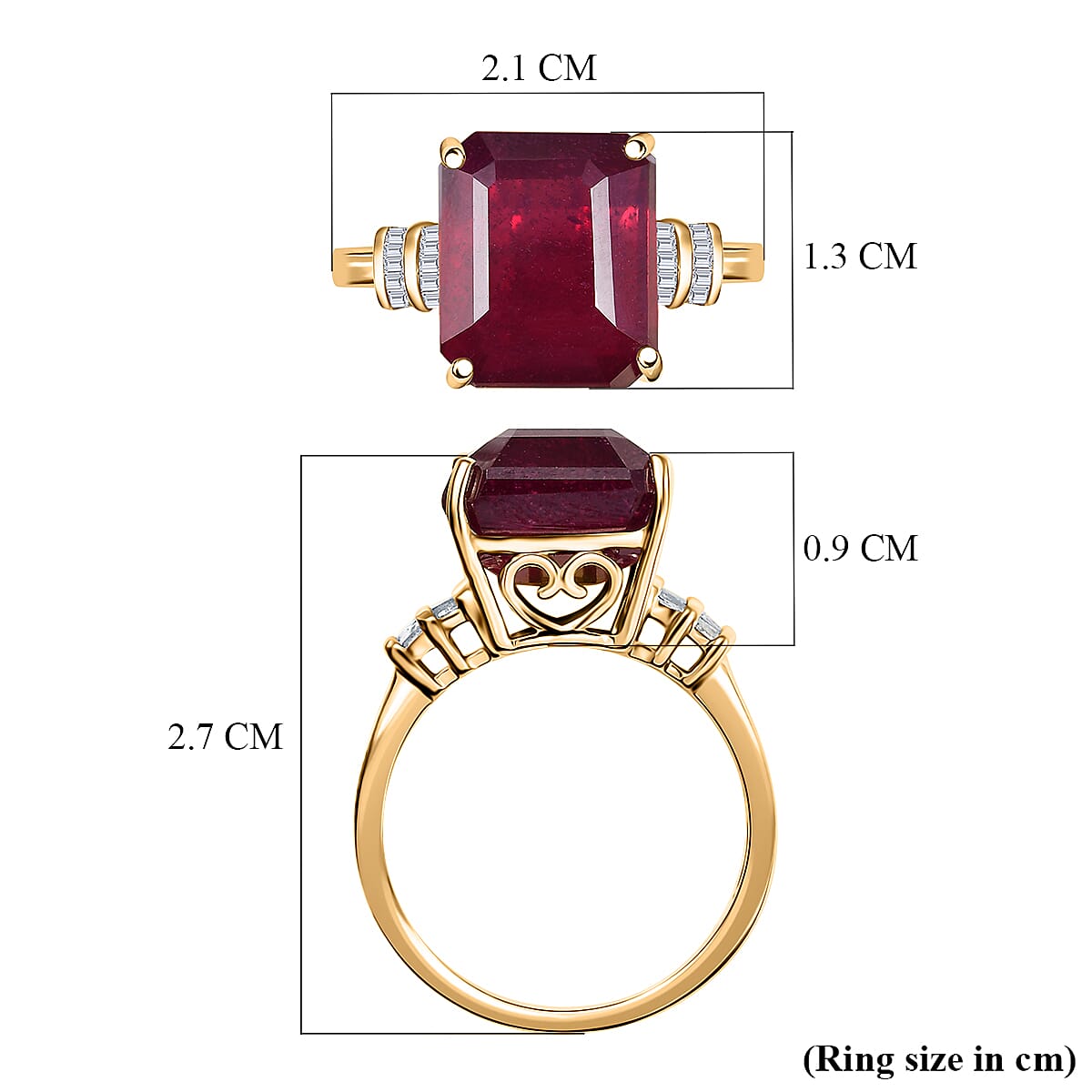 10 Ct. Natural African Ruby, White Diamond Solitaire Ring in 9K Yellow Gold 8216019 5