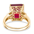 9K Yellow Gold AA African Ruby & White Diamond Ring 13.82 Ct.