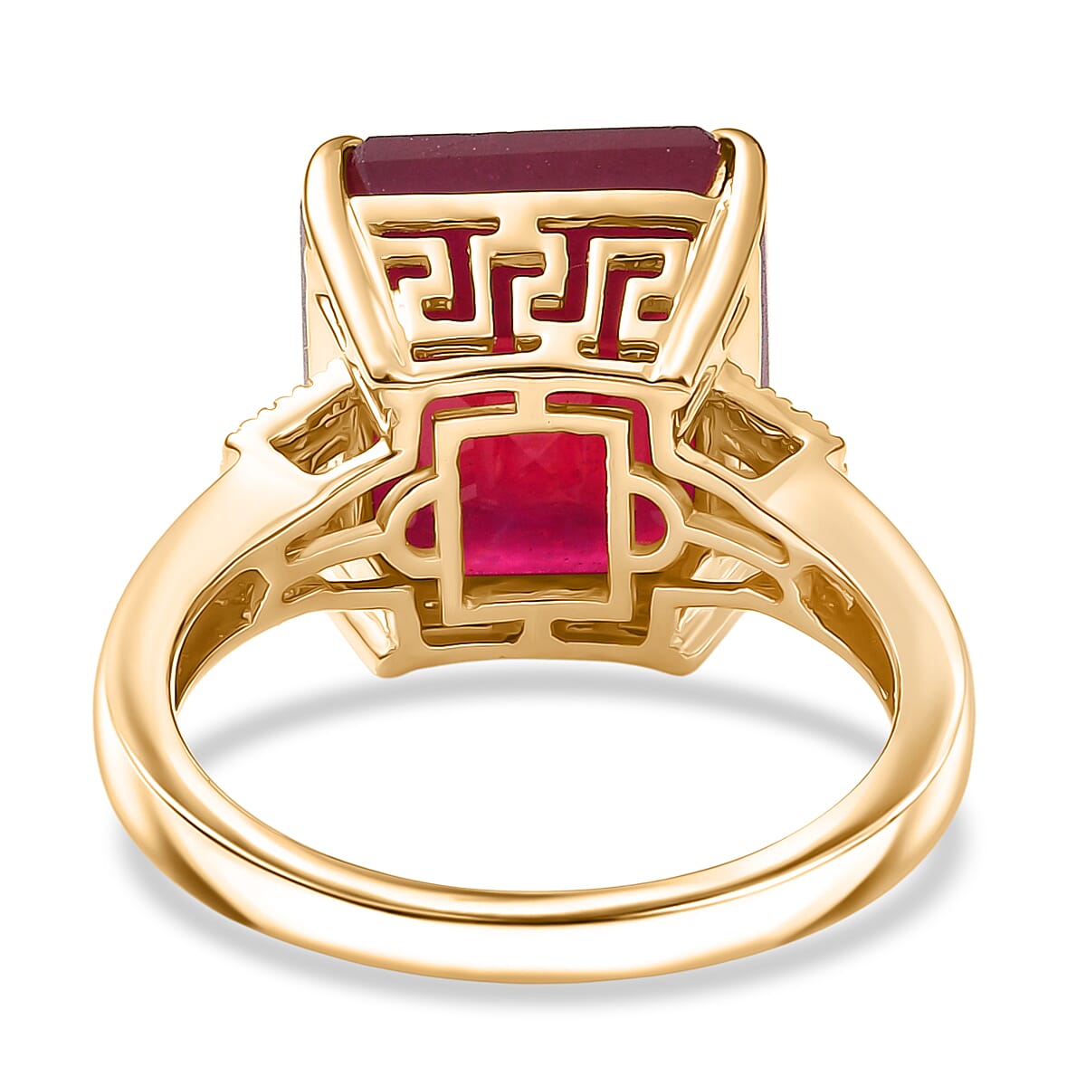 13.6 Ct. Natural African Ruby, White Diamond Ring in 9K Yellow Gold 8251748 5