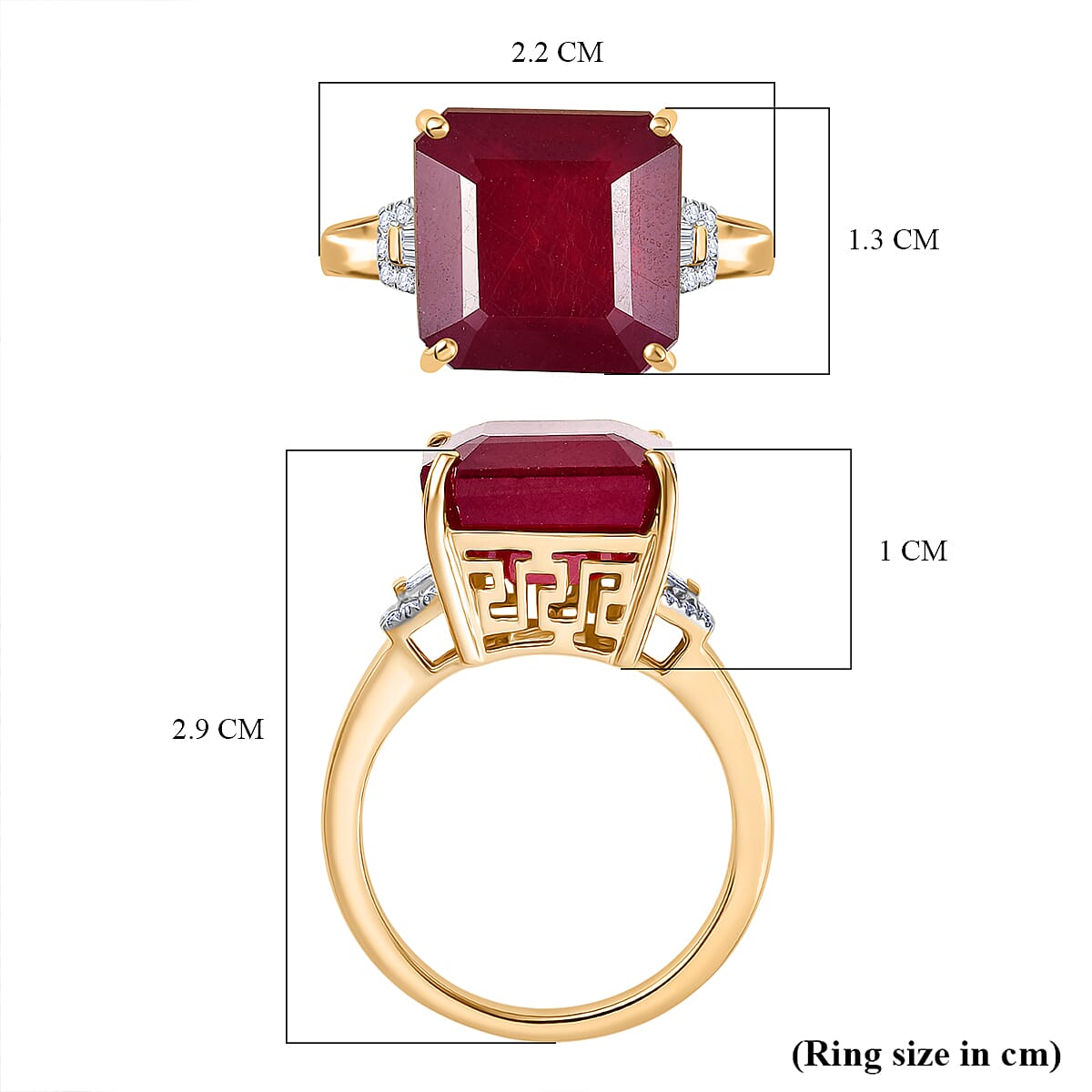 13.6 Ct. Natural African Ruby, White Diamond Ring in 9K Yellow Gold 8251748 6