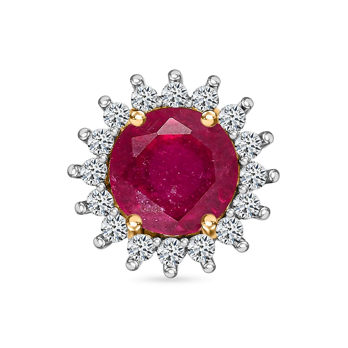 9K Yellow Gold African Ruby and Natural Zircon Circle Halo Pendant 1.46 Ct. 7571799 0