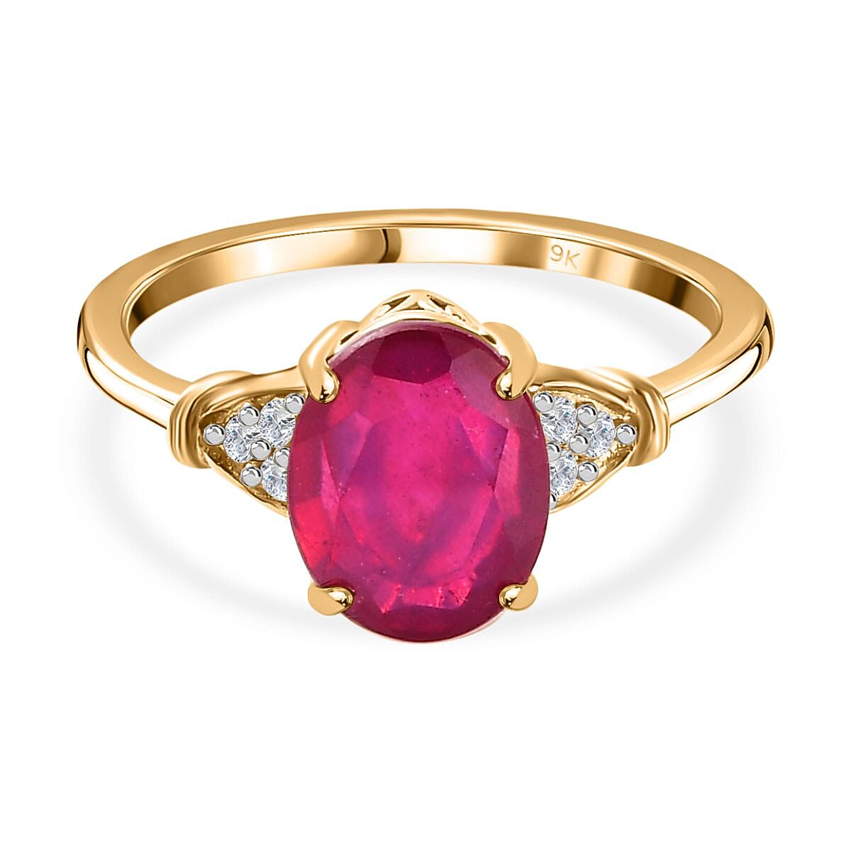 9K Yellow Gold AA African Ruby and Diamond I3 GH Classic Solitaire Ring 2.40 Ct 7042987 0