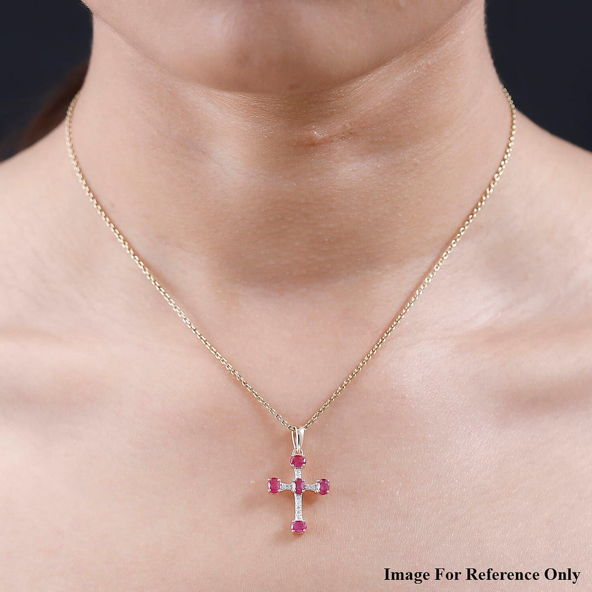 9K Yellow Gold AA African Ruby and Moissanite Cross Pendant 1.43 Ct 7152946 2